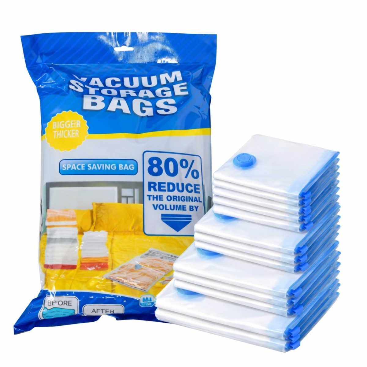 Vacuum Compression Zipper Storage Bags with Airtight Valve, Hand Pump and Electric Pump - Image 7