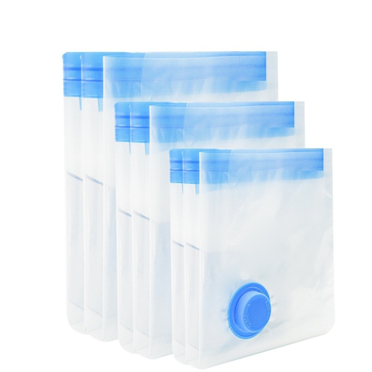 Vacuum compression storage bags with airtight valve and hand pump or electric pump option