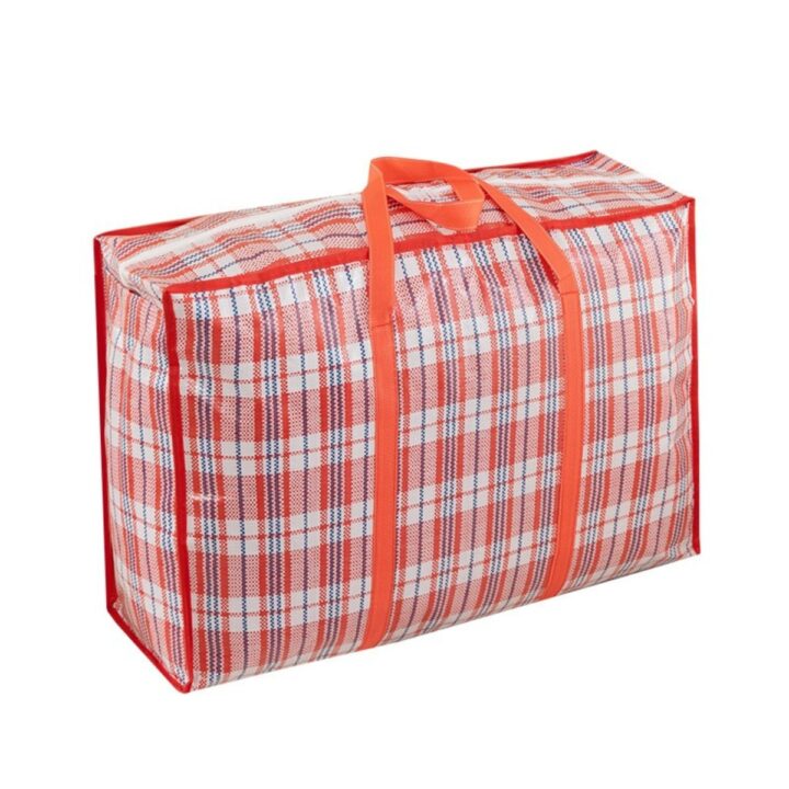 Plaid moving storage bag with zipper and carry handles
