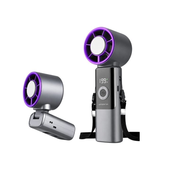 portable foldable handheld cooling fan with digital display