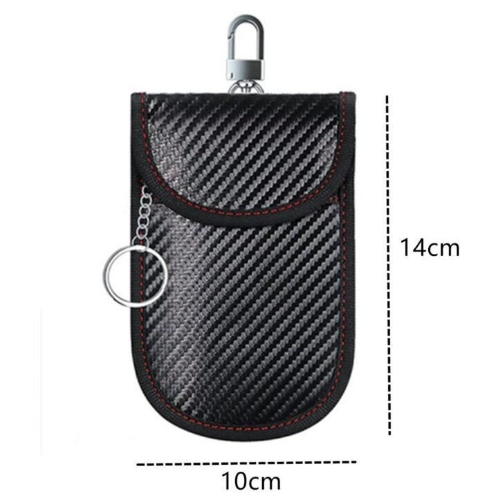Carbon fiber pattern RFID car key signal blocking Faraday pouch