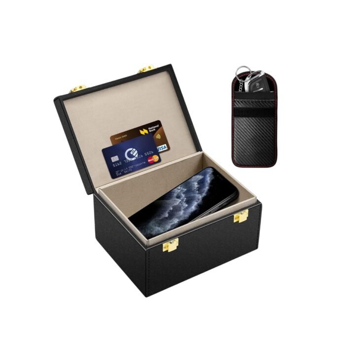 Carbon Fiber Faraday Key Pouch & Signal Blocking Box for Car Keys
