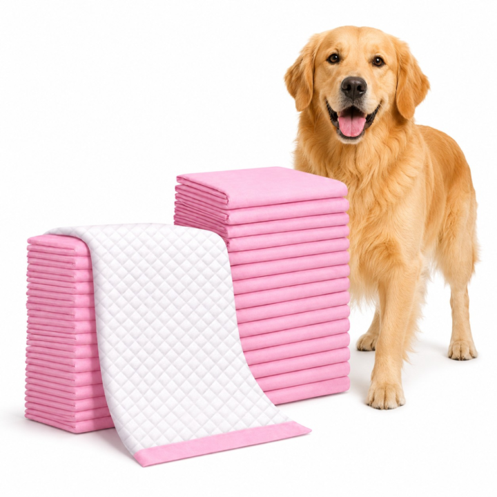 Pink extra thick disposable pet pee pads for dogs and cats